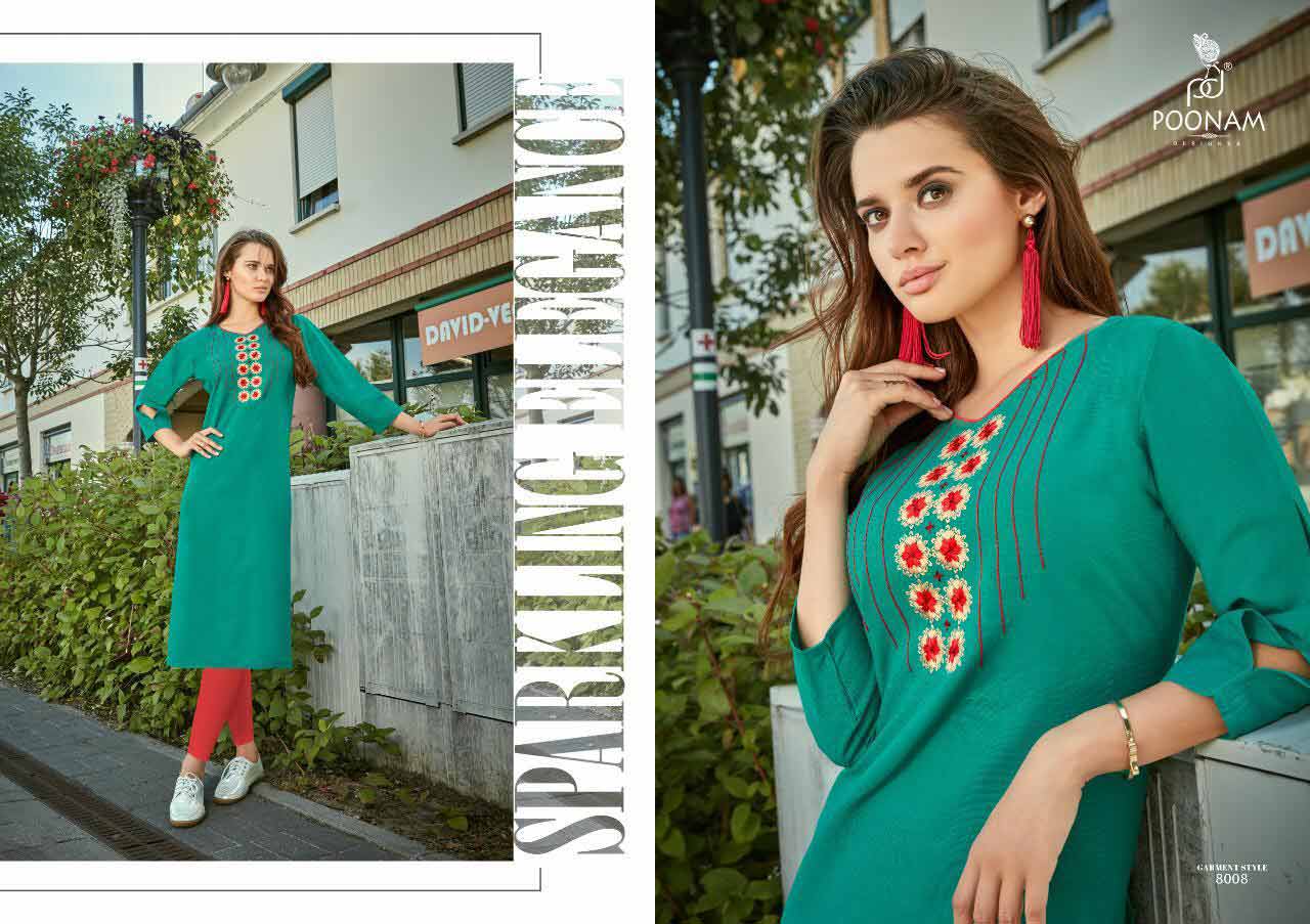 Diva Vol-8 Poonam Designer Embroidery Cotton Kurti Diva Vol-8 Poonam Designer Embroidery Cotton Kurti